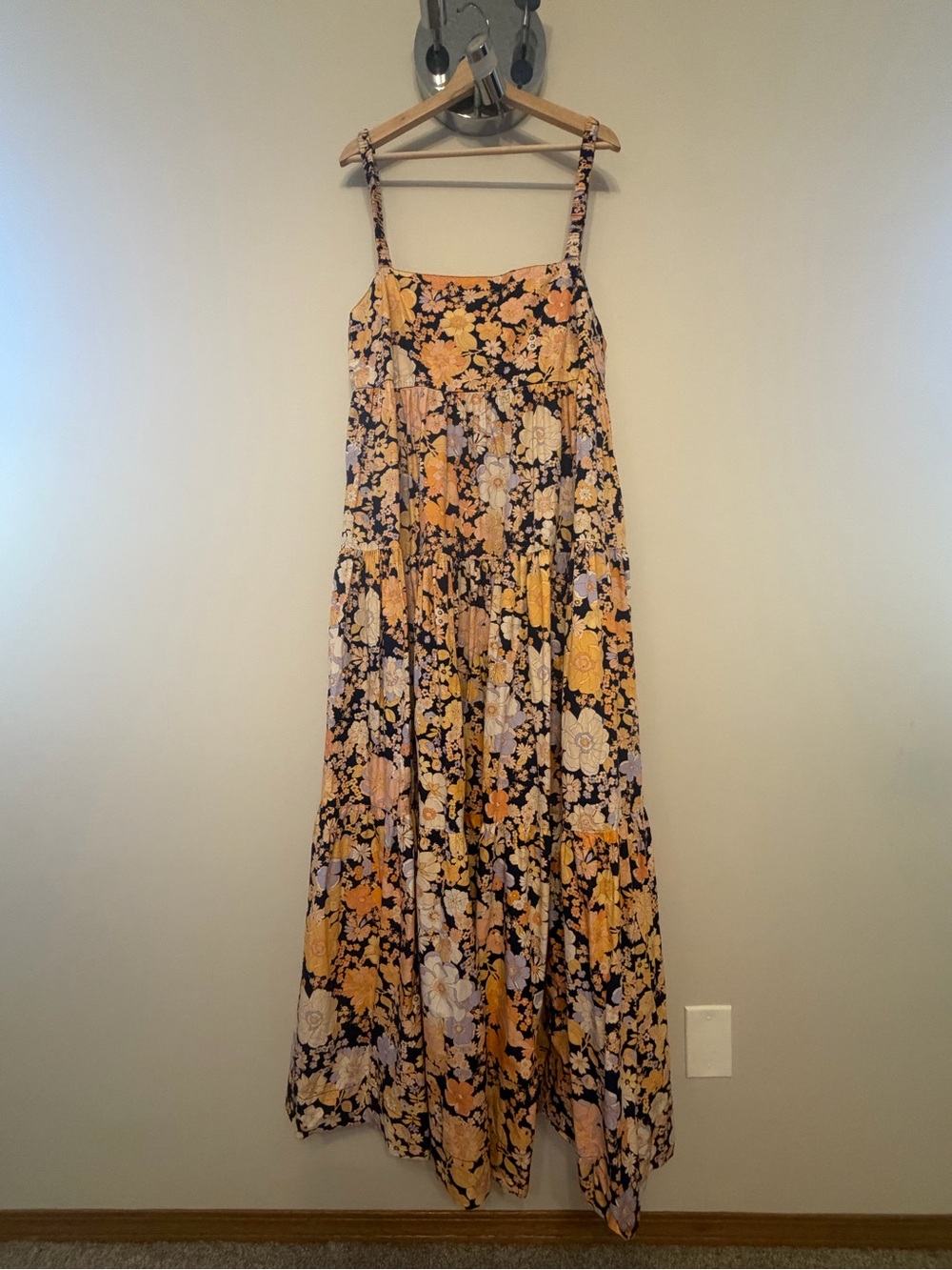 Free People - The Park Slope Maxi Dress in Navy, Yellow, Orange Floral
